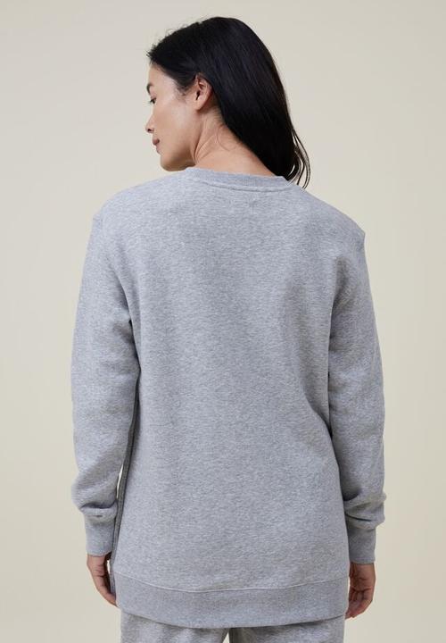 Cotton On - Maternity classic stud side crew fleece - grey marle