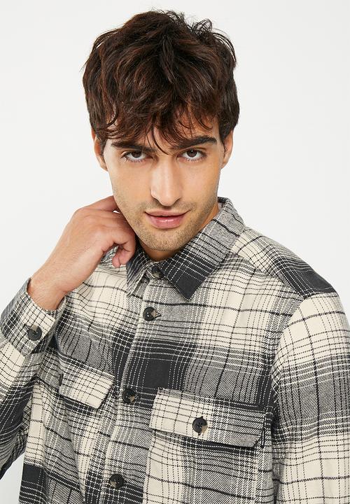 Only & Sons - Onsbaz overshirt 4pkt flannel check ls shirt - ecru
