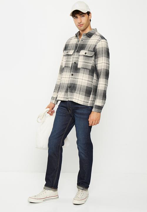 Only & Sons - Onsbaz overshirt 4pkt flannel check ls shirt - ecru