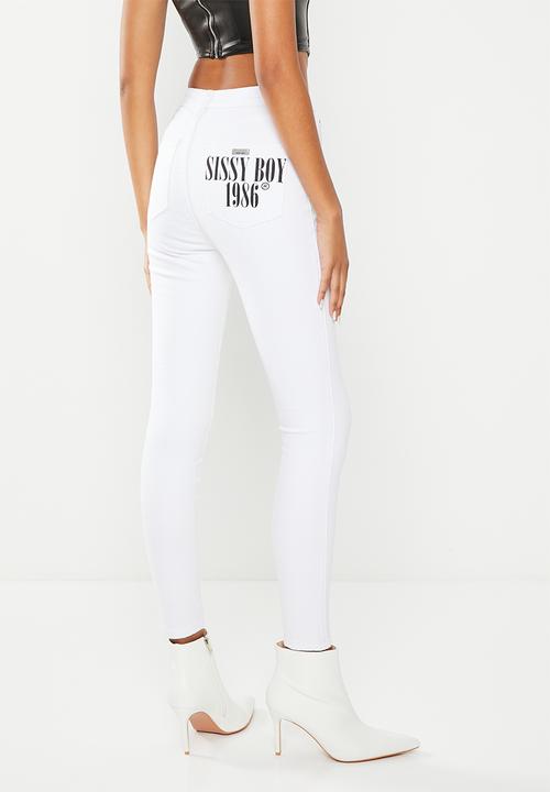 SISSY BOY - Not so basic: ryder skinny with a back pocket print - white