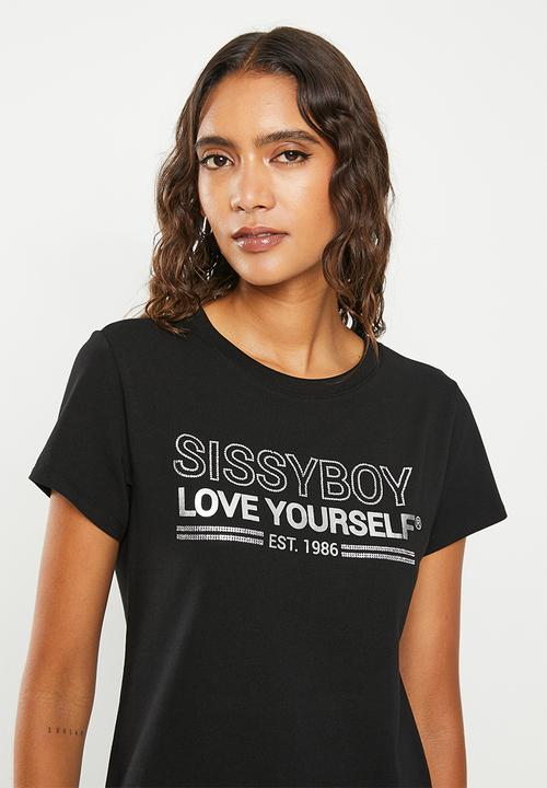 SISSY BOY - Phillipha: regular fit top with short sleeves - black