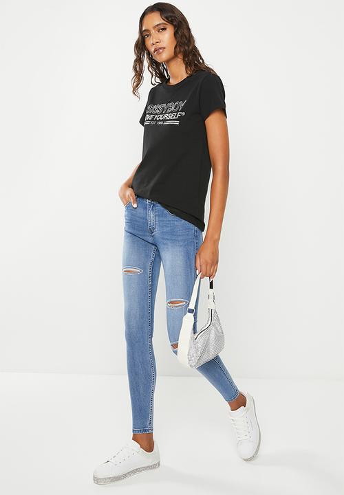 SISSY BOY - Phillipha: regular fit top with short sleeves - black
