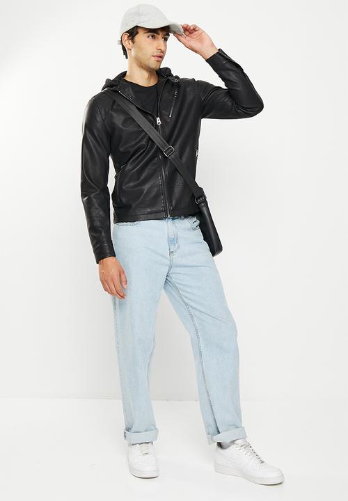 Only & Sons - Onsantonio pu hood jacket otw - black