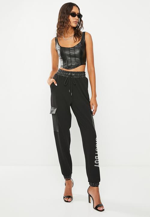SISSY BOY - Never enough: cargo pants with elasticated waist - black