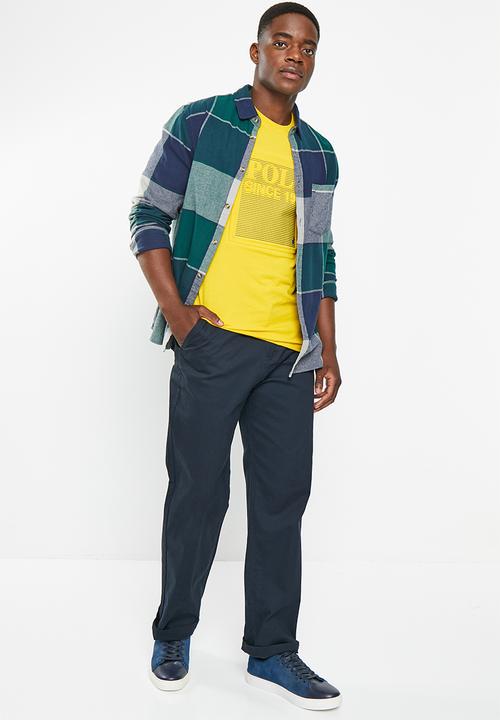 POLO - Men embossed block tee - yellow