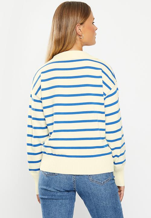 dailyfriday - Collared jumper - blue stripe
