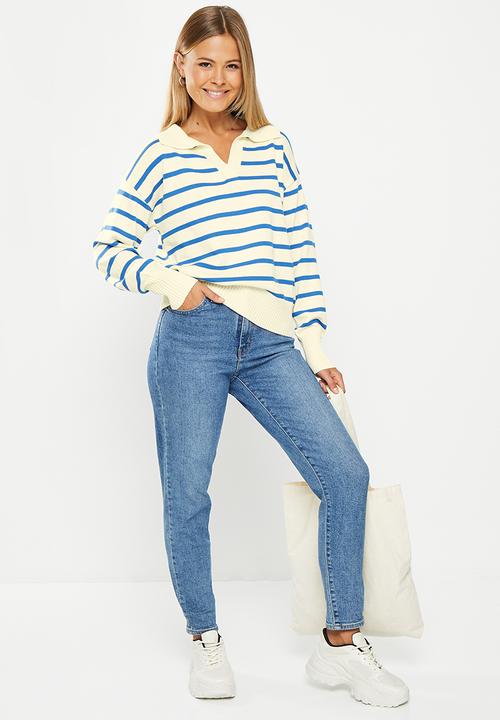 dailyfriday - Collared jumper - blue stripe