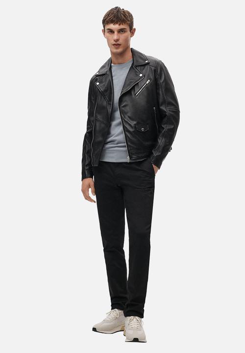 MANGO - Perfect leather jacket - black
