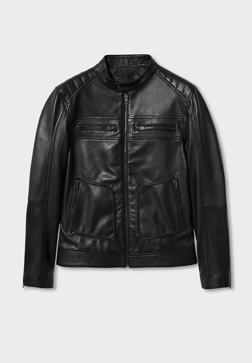 MANGO - Apollo leather jacket - black