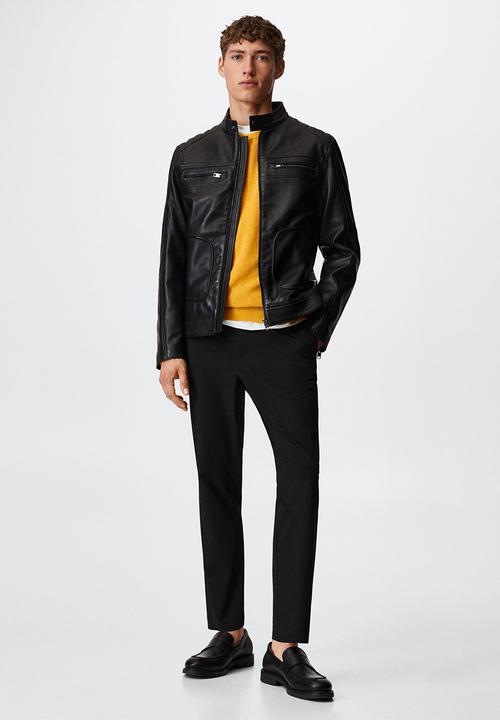 MANGO - Apollo leather jacket - black