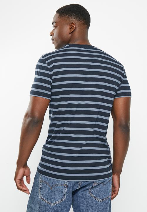 POLO - Men pjc lizwe short sleeve stripe tee - navy