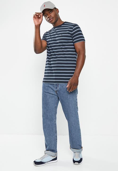 POLO - Men pjc lizwe short sleeve stripe tee - navy
