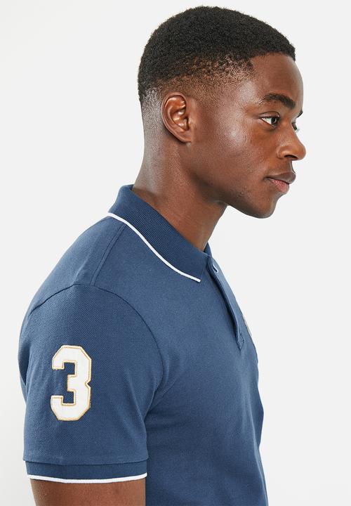 POLO - Men equestrian pique golfer - navy