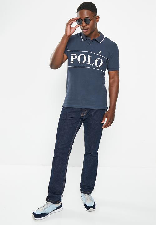 POLO - Men jacquard logo golfer - navy