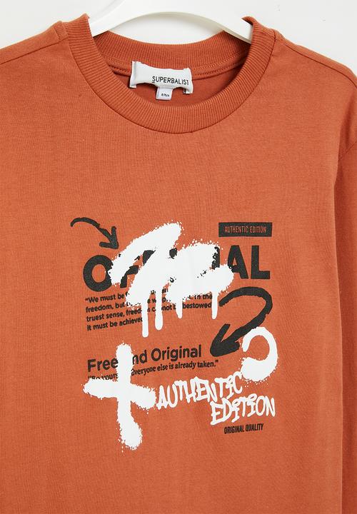 Superbalist - Boys graphic long sleeve tee - tobacco