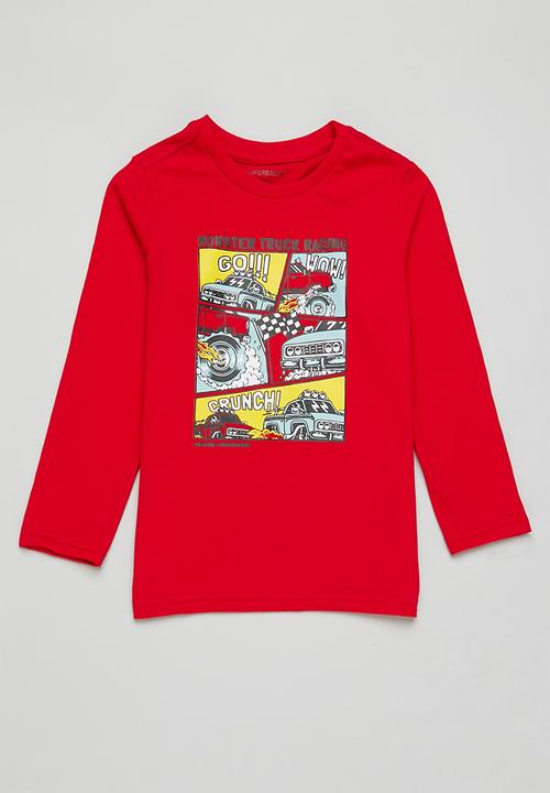 Superbalist - 2 pack graphic long sleeve tee - red & white