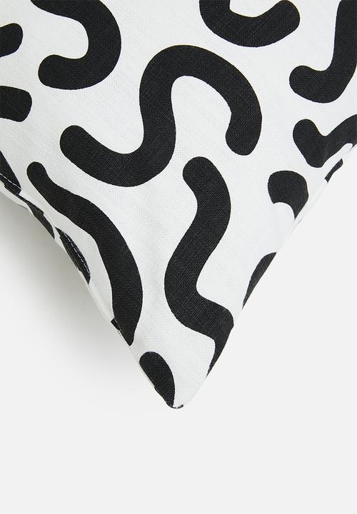 Sixth Floor - Squigg printed cushion cover - black & white