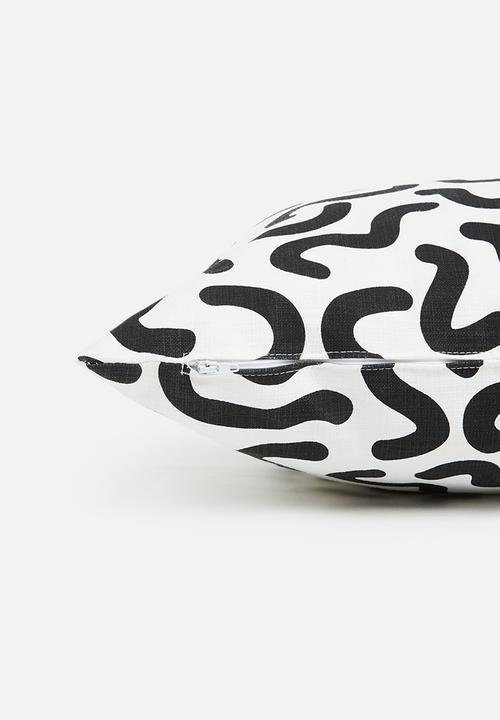 Sixth Floor - Squigg printed cushion cover - black & white