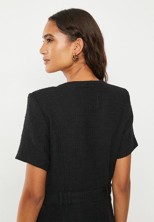 ONLY - Auburn-ariza short sleeve fit boucle dress - black