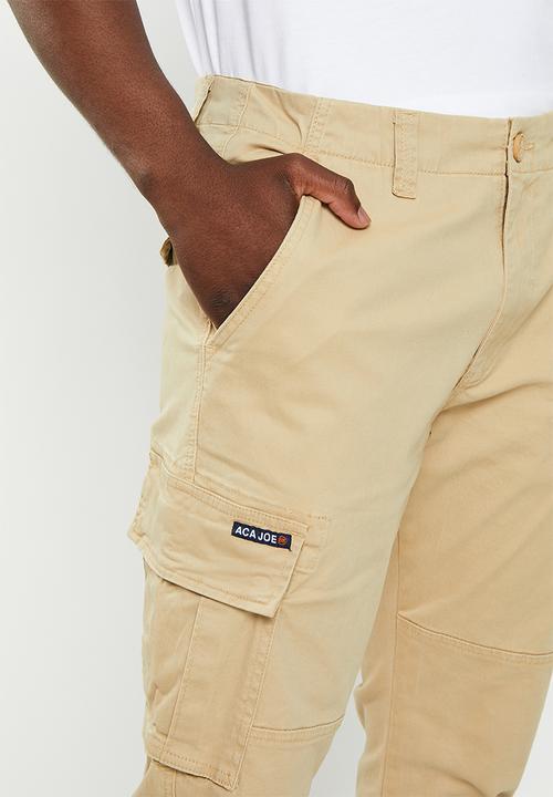 Aca Joe - Mens aca joe twill cargo pants - khaki