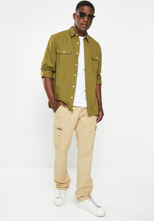 Aca Joe - Mens aca joe twill cargo pants - khaki