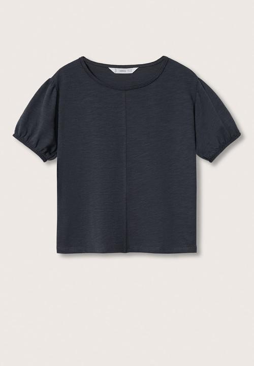 MANGO - T-shirt  slubby - charcoal