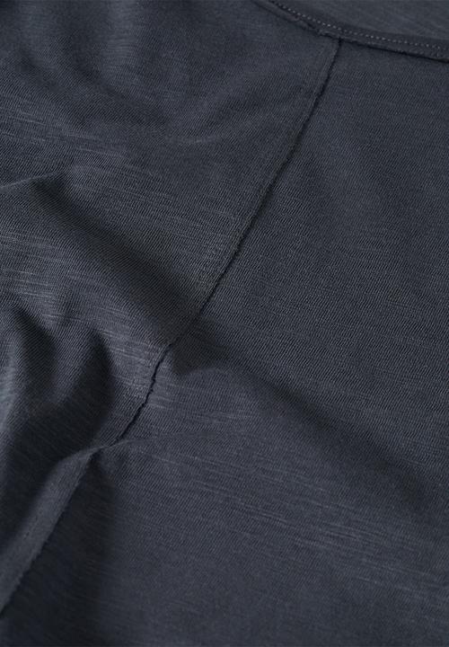MANGO - T-shirt  slubby - charcoal