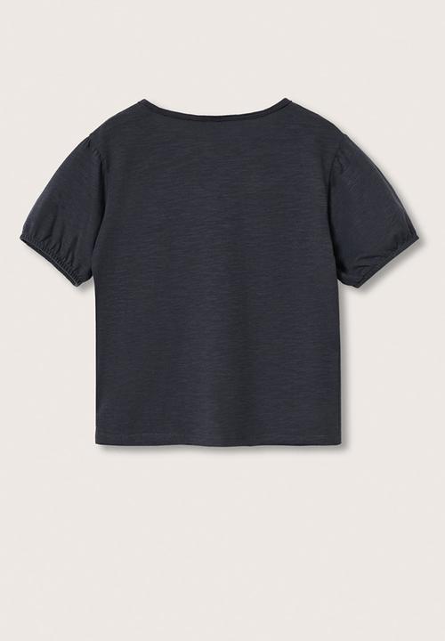 MANGO - T-shirt  slubby - charcoal