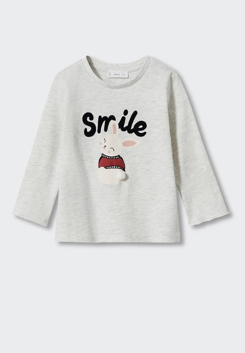 MANGO - T-shirt bunny - gray