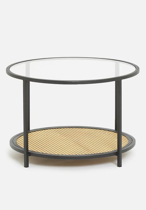 Sixth Floor - Glass and rattan coffee table - black 