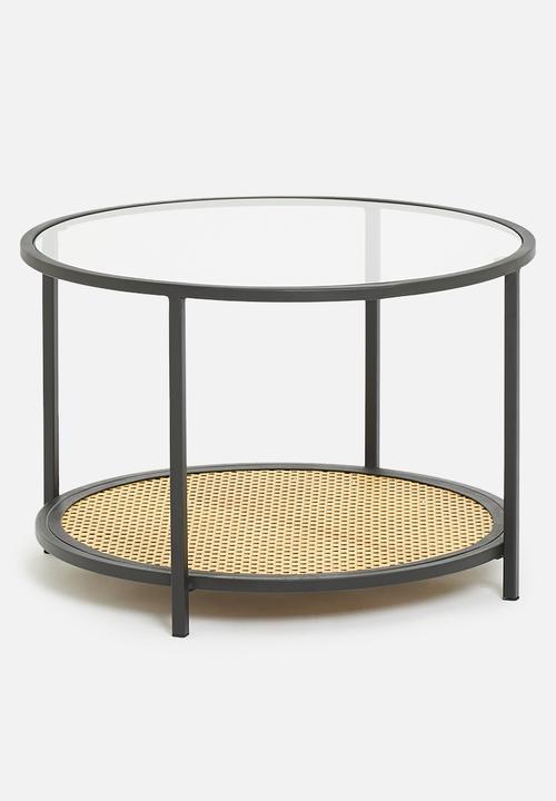 Sixth Floor - Glass and rattan coffee table - black 
