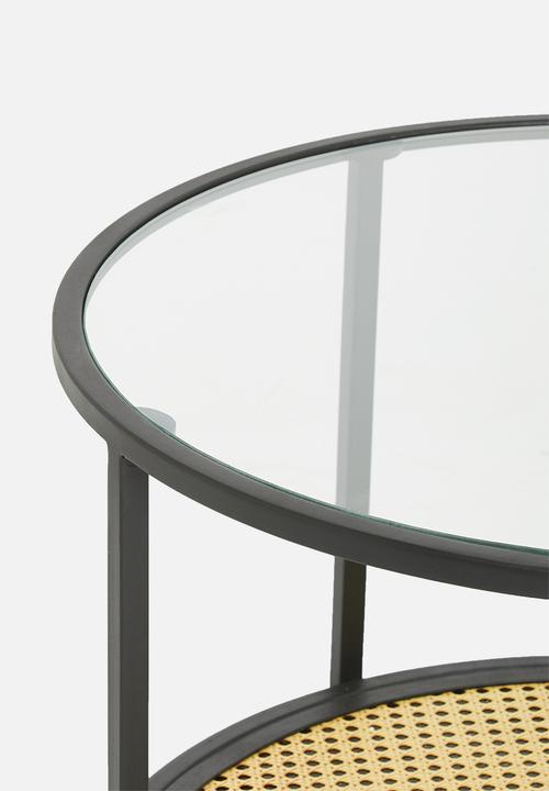 Sixth Floor - Glass and rattan coffee table - black 