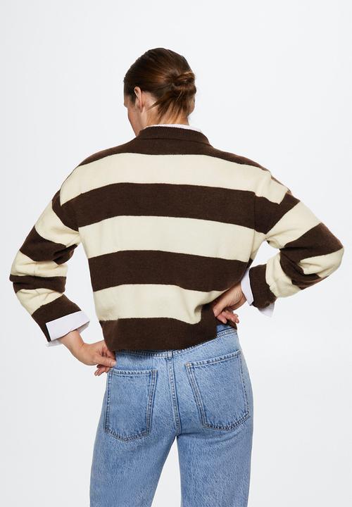 MANGO - Sweater stripy - brown