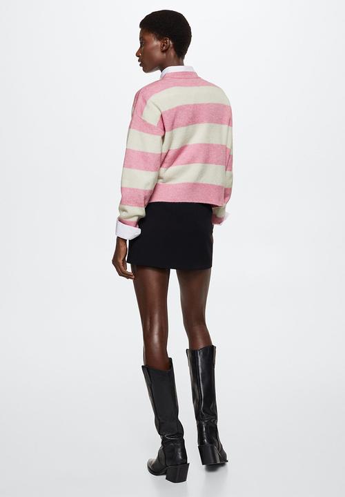 MANGO - Sweater stripy - pink