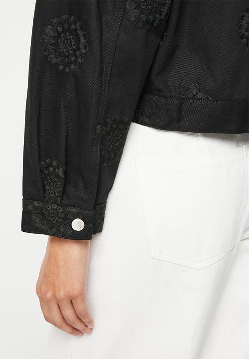 Me&B - Embroidered denim jacket - black