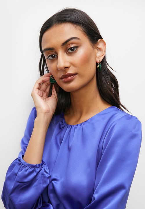 edit - Satin back detail empire midi dress - indigo blue
