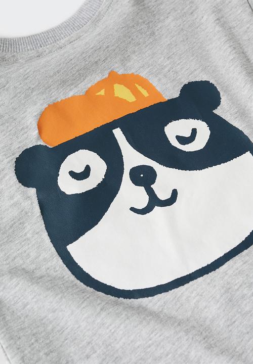 MANGO - T-shirt  panda - grey