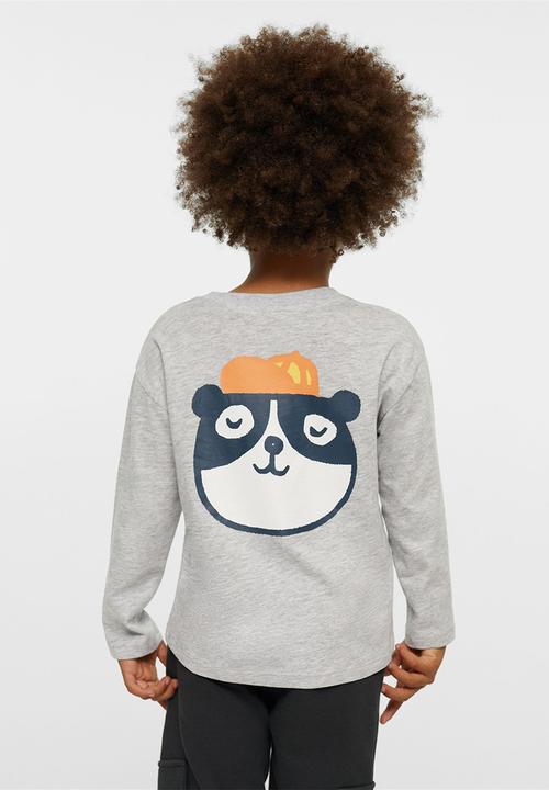 MANGO - T-shirt  panda - grey
