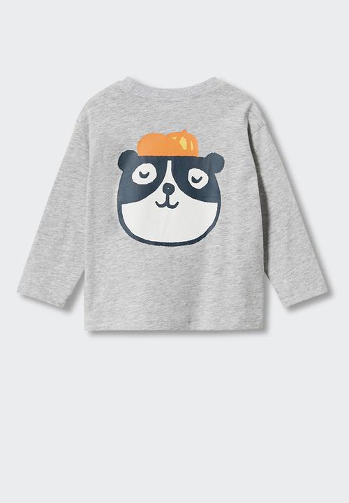 MANGO - T-shirt  panda - grey