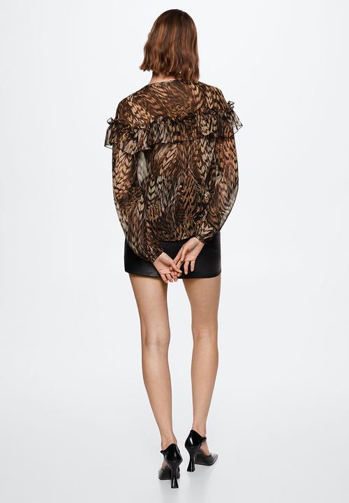 MANGO - Blouse pluma - brown