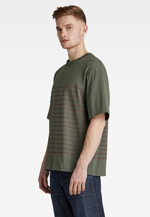 G-STAR - Text stripe boxy r t - lt hunter