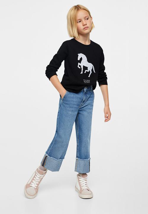MANGO - T-shirt animals - black