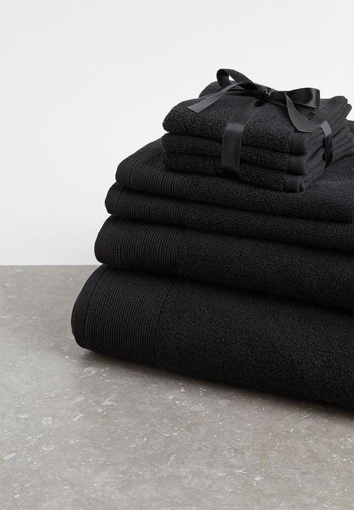 H&M - 3-pack cotton terry flannels - black