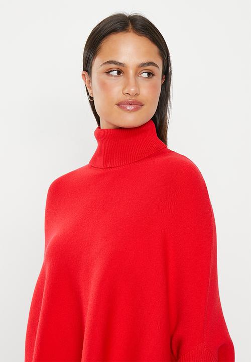dailyfriday - High neck poncho - red