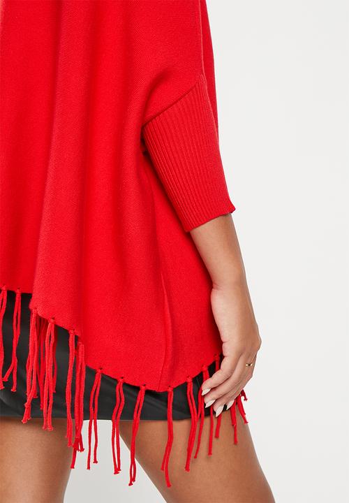 dailyfriday - High neck poncho - red