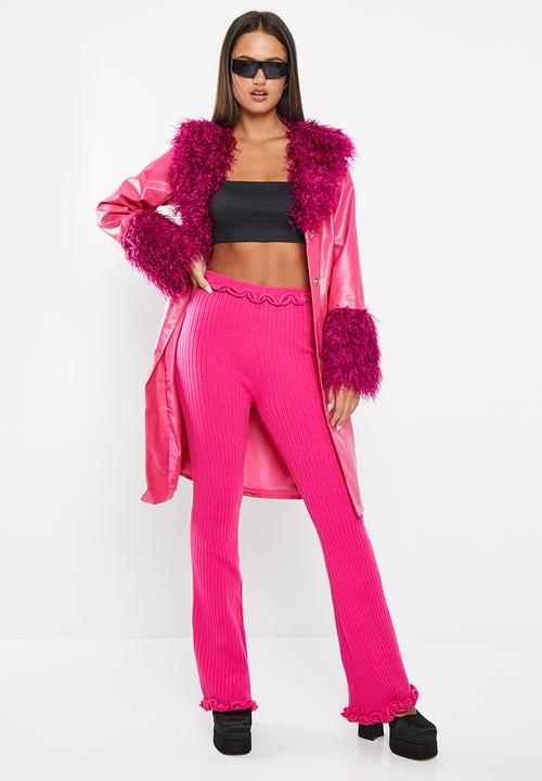 Frill hem becky rib knit flare - pink