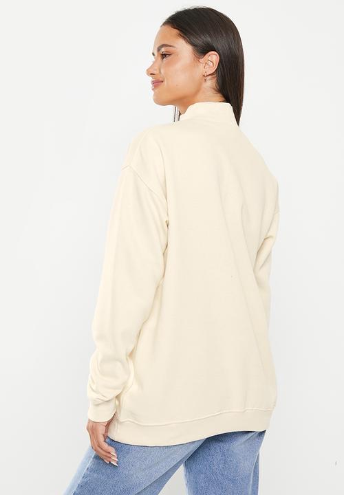Daisy Street - 1/2 Zip boyfriend sweater - sand
