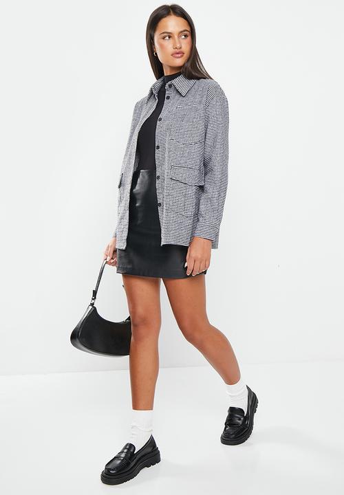 Daisy Street - Houndstooth shacket - black & white