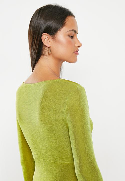 Daisy Street - Shimmer slinky mini dress - olive green