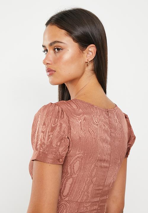 Daisy Street - Satin jacquard midaxi teadress - brown